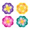 Set colorful flower element decor for game art design