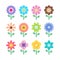 Set of colorful flower icons. Floral Colorful Abstract element. Premium design