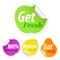 Set of colorful fruit advertising stickers.