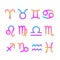 Set of colorful gradient neon astrological signs