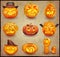 Set of colorful halloween pumpkins