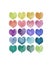 Set of colorful hand painted aqua color hearts