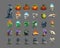 Set of colorful happy halloween icons.