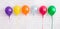 Set of colorful helium balloons for party celebration on white