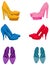 Set of colorful high heels