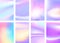 Set of colorful hologram banner. Abstract holographic wavy gradient mesh color backgrounds