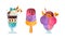 Set of Colorful Ice Creams, Sweet Tasty Desserts Cartoon Vector Illustration