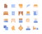 Set of colorful icons related to home textiles