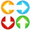 Set of Colorful Left-Right, Up-Down Arrows cut in circles