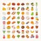 Set of colorful line stroke icons of food