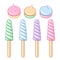 Set of colorful lollipops and meringues. Vector illustration.