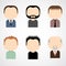 Set of colorful male faces icons.