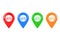 Set of Colorful Map Pointer Pins with Bicycle Icon. 3d Rendering