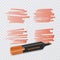 Set of colorful markers with highlighter elements isolated on transparent background. Transparent highlighters. Vector