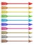 Set of colorful metallic arrows isolated on white