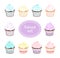 Set of colorful muffins, cupcakes isolated on a white
