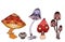 Set colorful mushrooms with boho pattern.