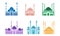 Set of colorful muslim mosques vector illustration