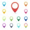 Set of colorful navigation pins, GPS location icons or web button pointers.