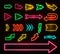 Set of colorful neon arrows and pointers, Vector illustration.