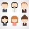 Set of colorful office people icons. Businessman. Businesswoman.