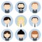 Set of colorful office people icons. Businessman. Businesswoman.