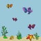 Set of colorful ornamental fishes
