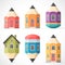 Set of colorful pencil houses