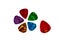 Set of colorful plectrums and plectrum holder