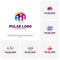 Set of Colorful Pulse logo design concept vector. People Beat logo Template Vector