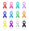 Set of colorful realistic ribbons. Ribbon awareness. Ribbon symbol