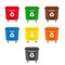 Set of colorful recycling bins