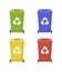 Set of colorful recycling bins. Ecology and recycle concept