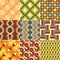 Set of Colorful Retro Seamless Pattern