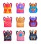 Set of Colorful Rucksacks for Girls or Boys Vector