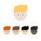 Set of colorful sad male face signs, flat vector icons, EPS10