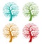 Set of Colorful Season Tree icons