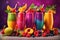 The set of colorful smoothies with exotic fruits. ai generative