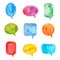 Set of Colorful Speech Bubbles or Conversation Clouds. Painted by Watercolor and Isolated on White