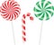 Set of colorful spiral candies lollipops. Vector