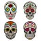 Set of colorful sugar skull isolated on white background. Day of the dead. Dia de los muertos. Design element for poster, card, ba