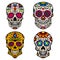 Set of colorful sugar skull isolated on white background. Day of the dead. Dia de los muertos. Design element for poster, card, ba