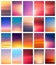 Set of colorful sunset and sunrise cards. Blurred modern gradient mesh background