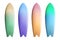 Set of colorful surfboards. Surfing equipment