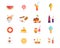 Set of colorful sweets desserts and cakes icons