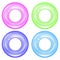 Set of Colorful Swim Rings . Inflatable Rubber Toys. Colored Lifebuoy. Ring for Water Game. Vacation or Trip Safety