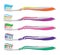 Set of colorful toothbrushes with toothpaste. vector