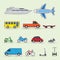 Set of colorful traffic vehicles, stickers