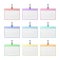 Set of colorful transparent identification cards with place for photo and text