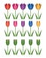 Set of colorful tulip icons, abstract flower symbols, vector